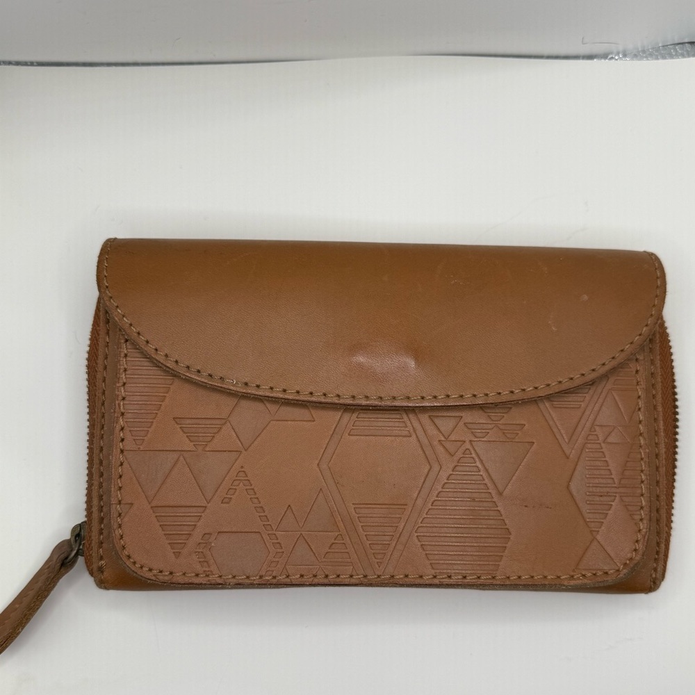 Pendleton Tan Geometric Women's Wallet Zip Wallet Clutch Genuine Leather